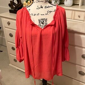 Gibson Latimer Coral Peasant Blouse